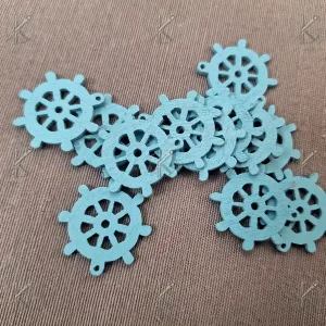 Fa hajó kormány (2cm) világos kék