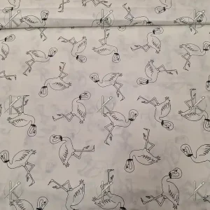 Fehér flamingó pamutvászon