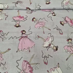 Szürke alapon balerina pamutvászon