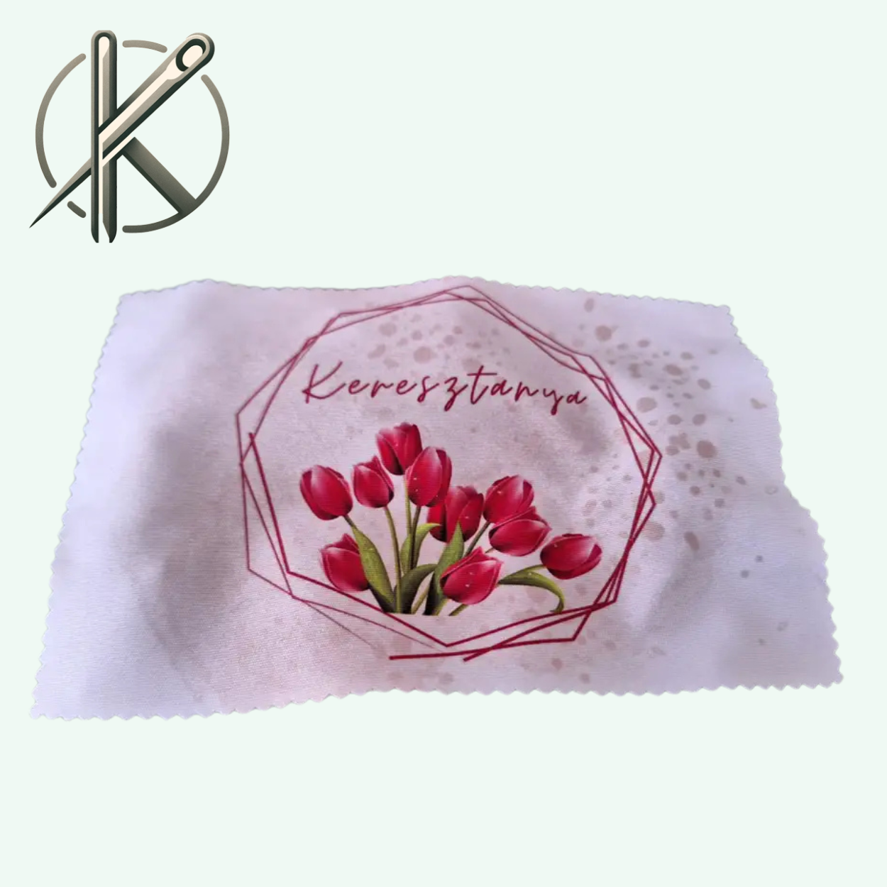 Keresztanya tulipános szemüvegtörlő