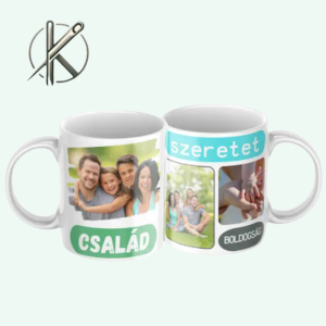 Fényképes bögre fotókkal és felirattal
