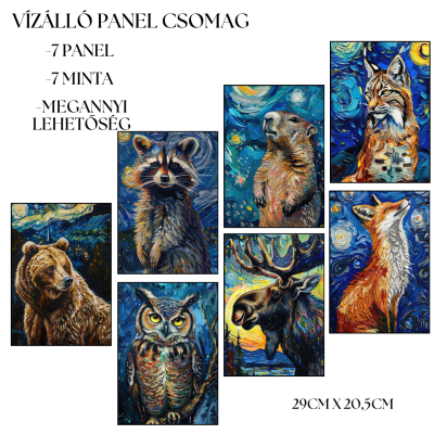 A4-es méretű vízálló panel éjszakai állatokkal