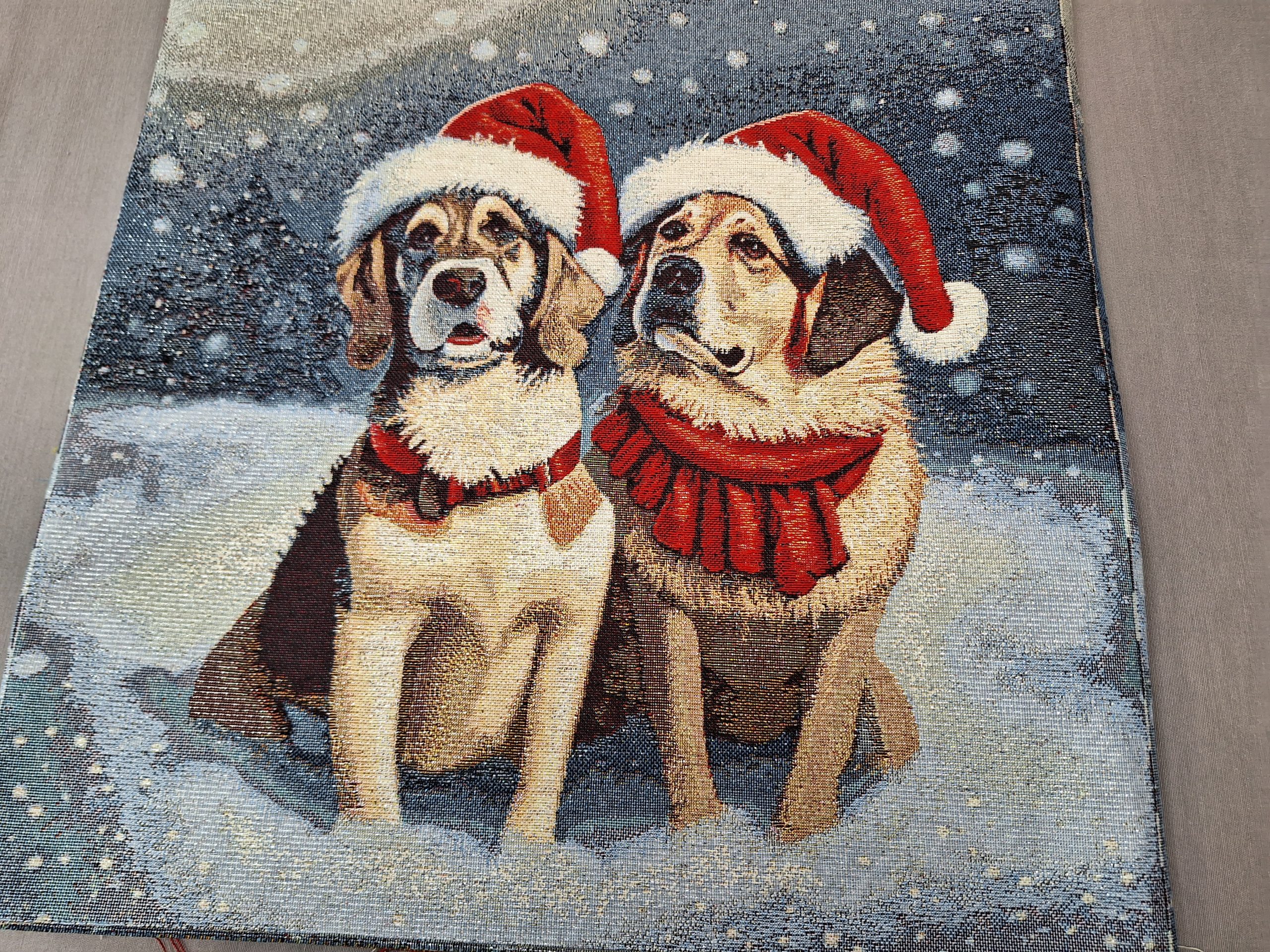 Jacquard aranyszálas kutyusos panel