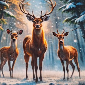 Plüss szarvasok párna panel