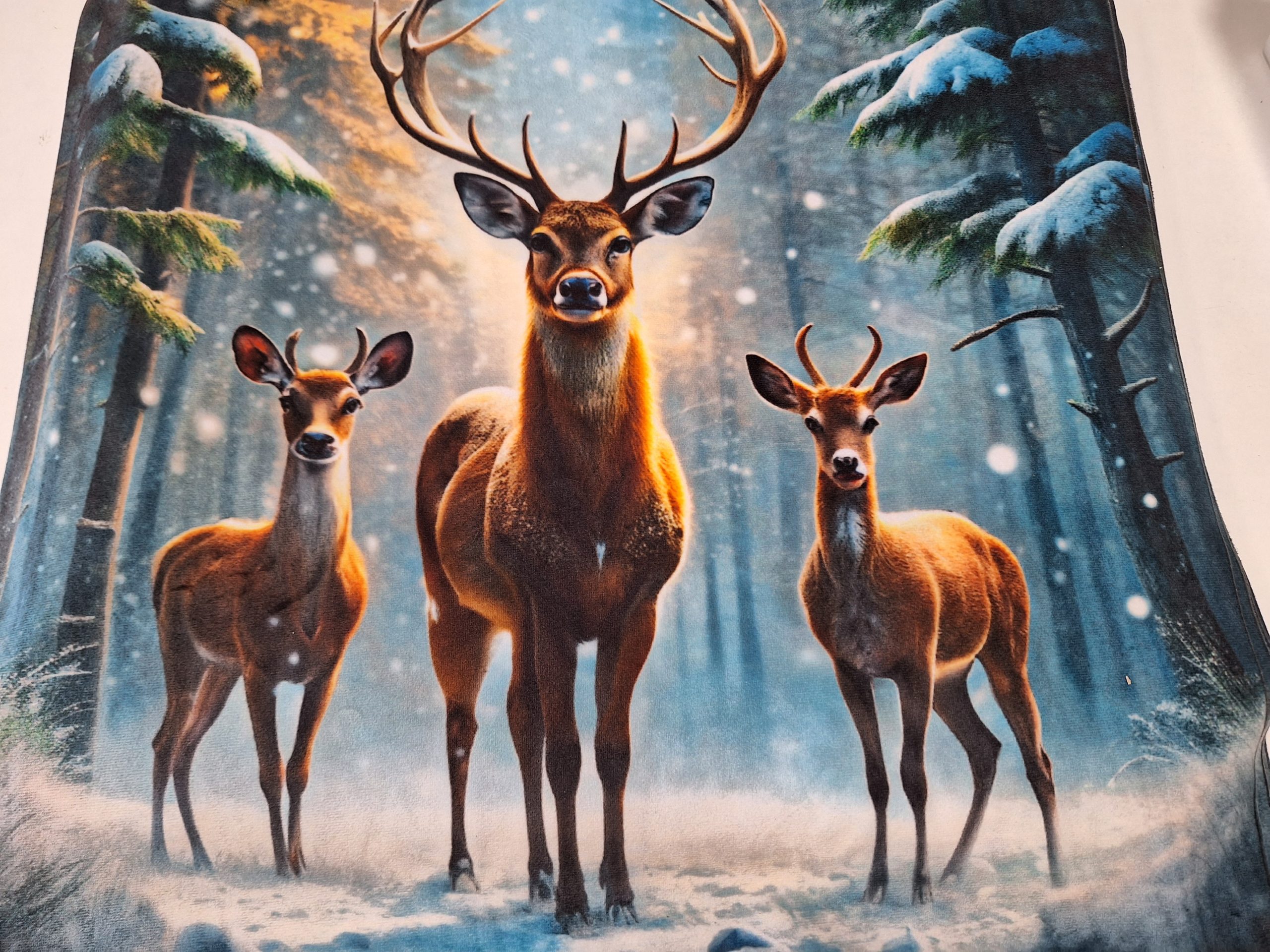 Plüss szarvasok párna panel