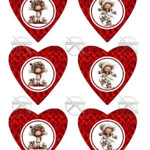 Koboldok piros szívben mintás filclap