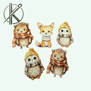 Róka, bagoly, süni sállal fa tábla